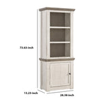 Benzara Wooden Left Pier Cabinet with 1 Door and 2 Shelves, Antique White and Brown BM210951 White and Brown Solid Wood, Veneer and Engineered Wood BM210951