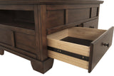 Benzara Wooden Lift Top Cocktail Table with 2 Drawers and 2 Open Compartments,Brown BM210955 Brown Solid Wood, Engineered Wood, Metal and Veneer BM210955