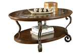 Benzara Wooden Oval Cocktail Table with Glass Top and Open Bottom Shelf, Brown BM210962 Brown Engineered Wood, Glass and Metal BM210962