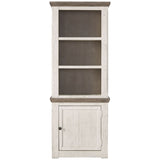 Benzara Wooden Right Pier Cabinet with 1 Door and 2 Shelves, Antique White and Brown BM210967 White and Brown Solid Wood, Veneer and Engineered Wood BM210967