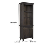 Benzara Wooden Right Pier Cabinet with 1 Door and 2 Shelves, Dark Brown BM210968 Brown Solid Wood BM210968