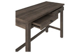 Benzara Wooden Writing Desk with Block Legs and 2 Storage Drawers, Brown BM210978 Brown Engineered Wood BM210978