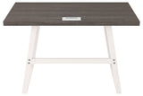 Benzara Wooden Writing Desk with Metal Base and Rectangular Top, Gray and White BM210981 Gray and White Engineered Wood and Metal BM210981