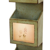 Benzara Rustic Wooden Wall Organizer with 3 Box Slots and Floral Pattern, Green BM211065 Green Wood and Metal BM211065