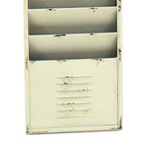 Benzara Antique Rustic Style Clock Design Wall Organizer with 6 Slots, White BM211068 White Metal BM211068