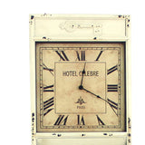 Benzara Antique Rustic Style Clock Design Wall Organizer with 6 Slots, White BM211068 White Metal BM211068