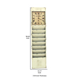 Benzara Antique Rustic Style Clock Design Wall Organizer with 6 Slots, White BM211068 White Metal BM211068