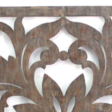 Benzara Traditional Square Shape Wooden Wall Decor with Floral Engraving, Brown BM211080 Brown Solid wood BM211080