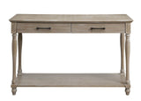 Benzara Wooden Sofa Table with 2 Drawers and Molded Design, Antique White BM211093 White Solid Wood and MDF BM211093