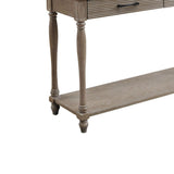 Benzara Wooden Sofa Table with 2 Drawers and Molded Design, Antique White BM211093 White Solid Wood and MDF BM211093