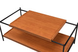 Benzara Rectangular Wooden Top Metal Frame Coffee Table, Oak Brown and Black BM211097 Brown and Black Metal and MDF BM211097