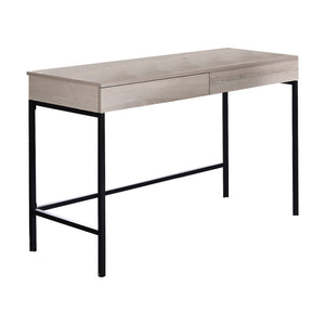 Benzara Wooden Desk with 2 Drawers and Metal Frame, Washed White and Black BM211102 White and Black Metal, Veneer and MDF BM211102