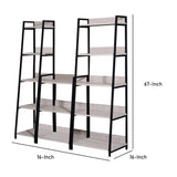 Benzara Wooden Bookshelf with 5 Open Compartments, Washed White and Black BM211104 White and Black Metal, Veneer and MDF BM211104