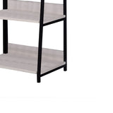 Benzara Wooden Frame Bookshelf with 5 Open Compartments, Washed White and Black BM211105 White and Black Metal, Veneer and MDF BM211105