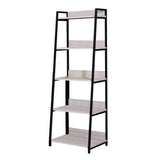 Wooden Frame Bookshelf with 5 Open Compartments, Washed White and Black