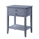 Rectangular Wooden Side Table with 1 Drawer and 1 Bottom Shelf, Gray