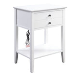 Rectangular Wooden Side Table with 1 Drawer and 1 Bottom Shelf, White