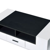 Benzara Contemporary Coffee Table with Drawer and Open Compartment, Black and White BM211122 White and Black Veneer, MDF, Particle Board BM211122