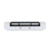 Benzara Contemporary 2 Drawer TV Stand with Media Compartments, Black and White BM211123 White and Black Veneer, MDF, Particle Board BM211123