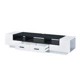 Benzara Contemporary 2 Drawer TV Stand with Media Compartments, Black and White BM211123 White and Black Veneer, MDF, Particle Board BM211123