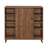 Benzara Wooden Shoe Cabinet with 2 Sliding Doors and Splayed Legs, Oak Brown BM211129 Brown Veneer, Particle Board, Plastic BM211129