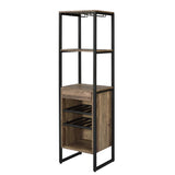 Benzara Industrial Wood and Metal Wine Rack with 3 Compartments, Brown and Black BM211138 Brown and Black Veneer, Particle Board, Metal BM211138