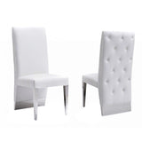 Leatherette Upholstered Dining Chair with Button Tufted Back,Set of 2,White