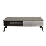 Benzara Wooden Coffee Table with 1 Drawer and 1 Storage Compartment, Gray BM211143 Gray Solid Wood, Veneer and Metal BM211143