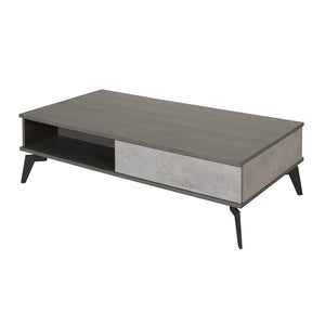 Benzara Wooden Coffee Table with 1 Drawer and 1 Storage Compartment, Gray BM211143 Gray Solid Wood, Veneer and Metal BM211143