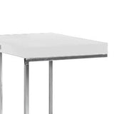 Benzara Textured Wooden Top End Table with Metal Base,Set of 3,White and Silver BM211155 White and Silver Solid Wood and Metal BM211155