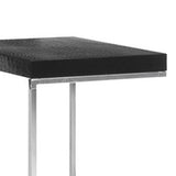 Benzara Textured Wooden Top End Table with Metal Base,Set of 3,Black and Silver BM211156 Black and Silver Solid Wood and Metal BM211156