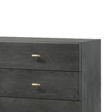 Benzara Wooden Dresser with 6 Drawers and Metal Hairpin Legs, Gray and Gold BM211165 Gray and Gold Solid Wood, Veneer and Metal BM211165