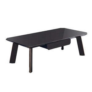 Benzara Contemporary Wooden Coffee Table with 1 Drawer and Metal Accents, Black BM211170 Black Solid Wood BM211170