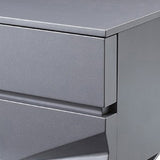 Benzara Wooden Nightstand with 2 Drawers and V Shaped Metal Legs, Gray BM211177 Gray Solid Wood and Metal BM211177