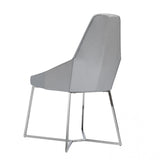 Benzara Leatherette Upholstered Dining Chair with Metal Base, Set of 2, Gray BM211178 Gray Solid Wood, Faux Leather and Metal BM211178