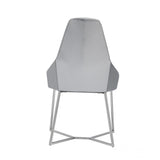 Benzara Leatherette Upholstered Dining Chair with Metal Base, Set of 2, Gray BM211178 Gray Solid Wood, Faux Leather and Metal BM211178