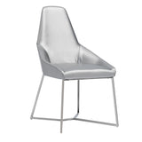 Leatherette Upholstered Dining Chair with Metal Base, Set of 2, Gray