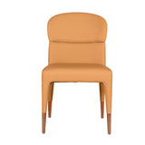 Benzara Wooden Dining Chairs with Stitched Curved Backrest, Set of 2, Orange BM211179 Orange Solid wood, Faux leather and Metal BM211179