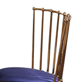 Benzara Contemporary Dining Chair with Slated Metal Backrest,Set of 2,Blue and Gold BM211183 Blue and Gold Metal and Fabric BM211183