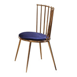 Contemporary Dining Chair with Slated Metal Backrest,Set of 2,Blue and Gold