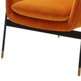 Benzara Fabric Upholstered Lounge Chair with Metal Frame, Orange and Black BM211184 Orange and Black Solid Wood, Fabric and Metal BM211184