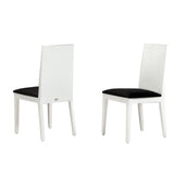 Benzara Wooden Dining Chair with Textured Details, Set of 2, Black and White BM211186 Black and White Solid Wood and Fabric BM211186