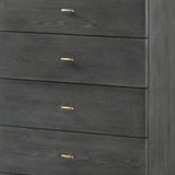 Benzara 5 Drawer Wooden Chest with Metal Hairpin Legs, Gray and Gold BM211188 Gray and Gold Solid Wood, Veneer and Metal BM211188