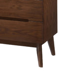 Benzara 6 Drawer Wooden Dresser with Carved Pulls and Angled Tapered Legs, Brown BM211198 Brown Solid Wood and Veneer BM211198