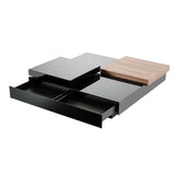 Benzara 1 Drawer Wooden Coffee Table with Movable Tabletop, Black and Brown BM211199 Black and Brown Solid Wood BM211199
