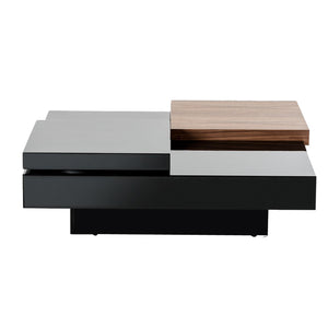 Benzara 1 Drawer Wooden Coffee Table with Movable Tabletop, Black and Brown BM211199 Black and Brown Solid Wood BM211199