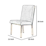 Benzara Fabric Upholstered Dining Chair with Metal Frame, Set of 2, Gray and Gold BM211200 Gray and Gold Solid Wood, Fabric and Metal BM211200