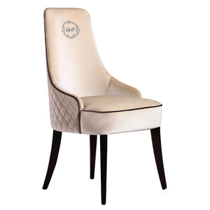 Benzara Fabric Upholstered Dining Chair with Diamond Pattern Back, Cream BM211211 Cream Solid Wood and Fabric BM211211