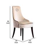 Benzara Fabric Upholstered Dining Chair with Diamond Pattern Back, Cream BM211211 Cream Solid Wood and Fabric BM211211