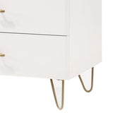 Benzara 6 Drawer Wooden Dresser with Metal Hairpin Legs, White and Gold BM211214 White and Gold Solid Wood and Metal BM211214